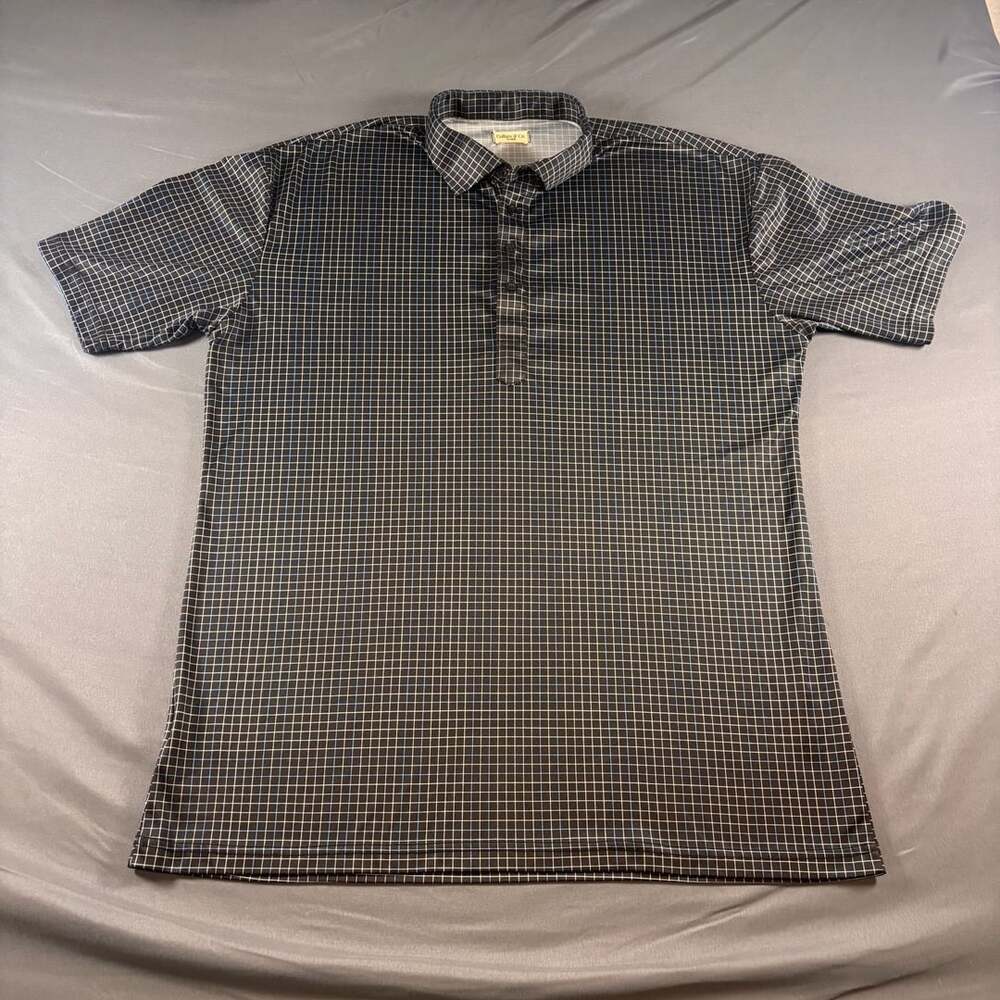 Collars & Co. Black Grid Print Mens 2XL, Short Sleeve Polo Shirt